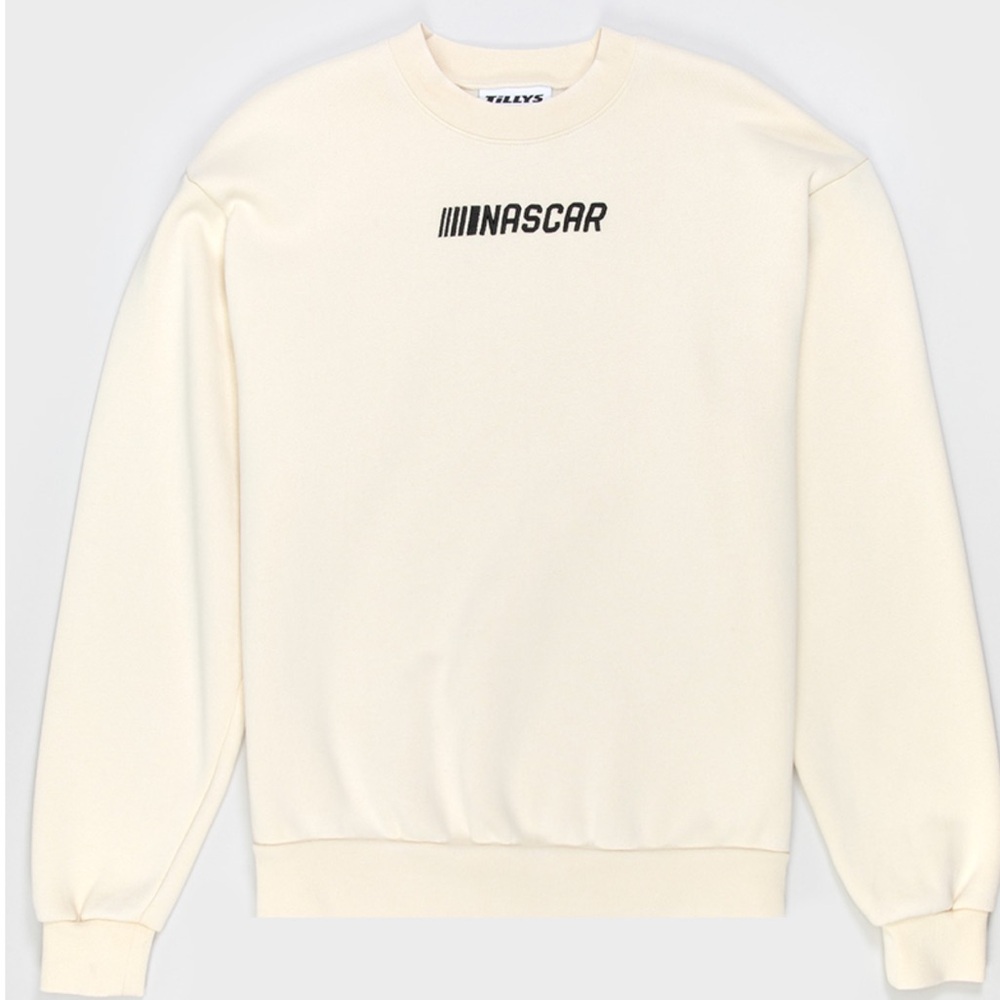 TILLYS x NASCAR Bristol International Mens Crewneck Sweatshirt, Cream, Size: L